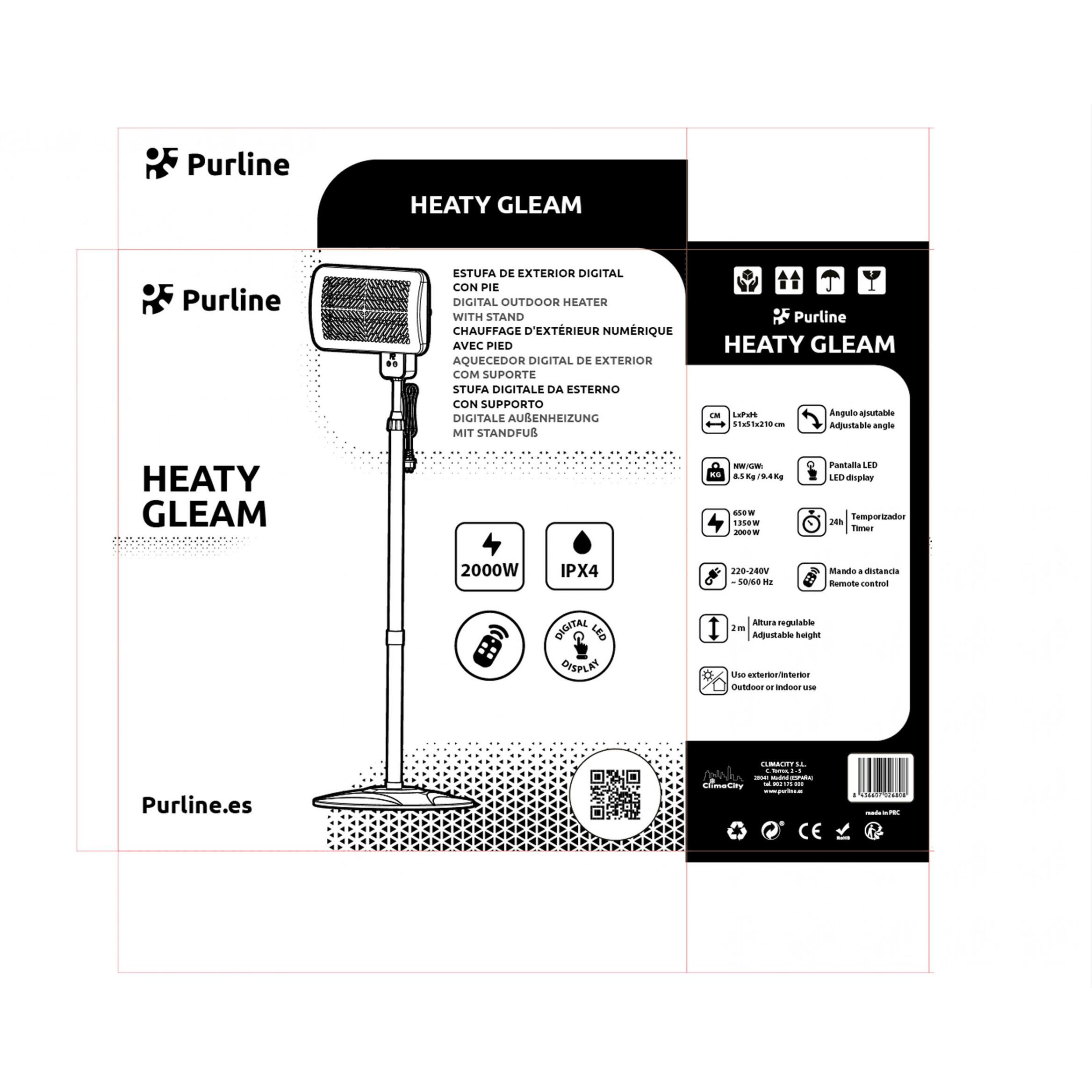 Estufa de exterior digital con pie y mando a distancia HEATY GLEAM PURLINE