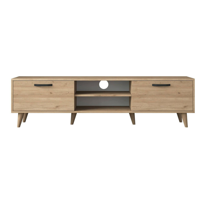 Mobile porta TV Dcastigli, Credenza da soggiorno, Armadio basso per TV, Base parete attrezzata, 180x35h48 cm, Noce