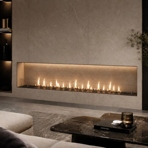 Topline - Bruciatore Per Camino A Bioetanolo 3lt Da Incasso 120x21x25 cm Black Edition in Acciaio