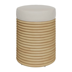 Tabouret en rotin et tissu crème H 43 cm - Théa