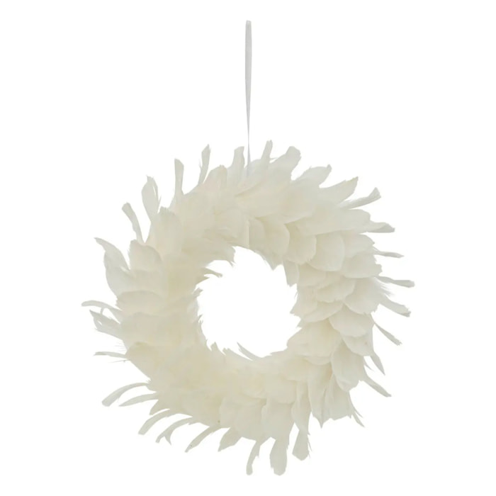 Couronne plumes D.33cm blanc