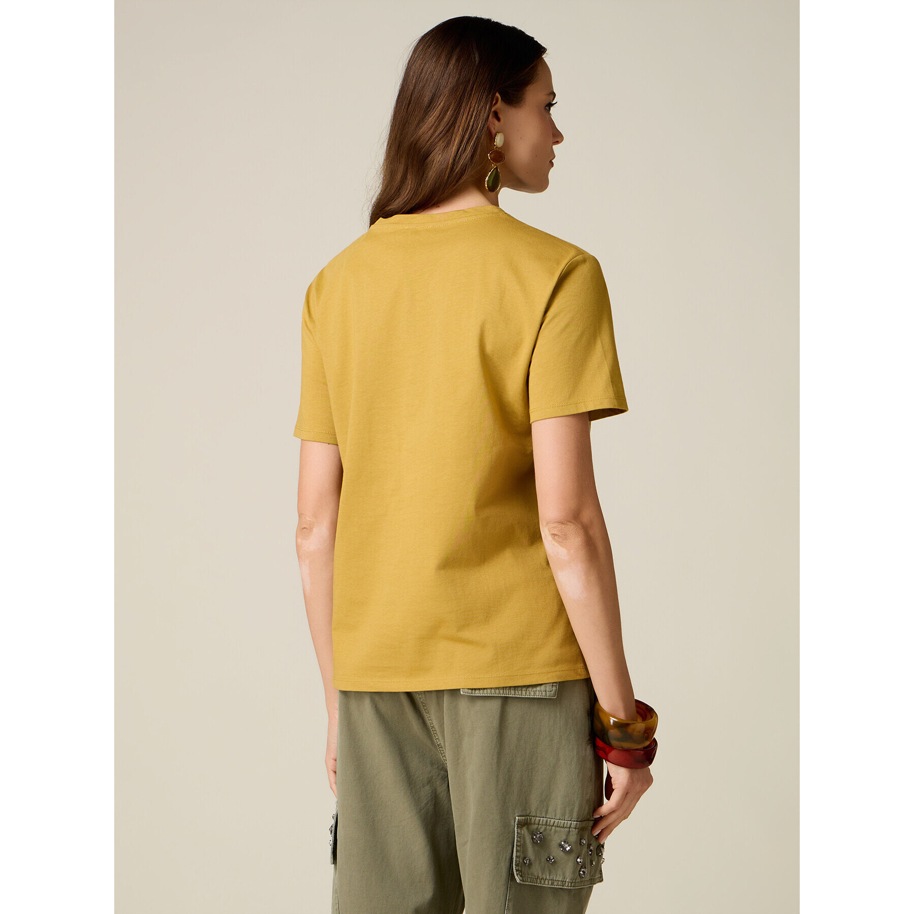 Oltre - T-shirt con stampa lettering - Giallo