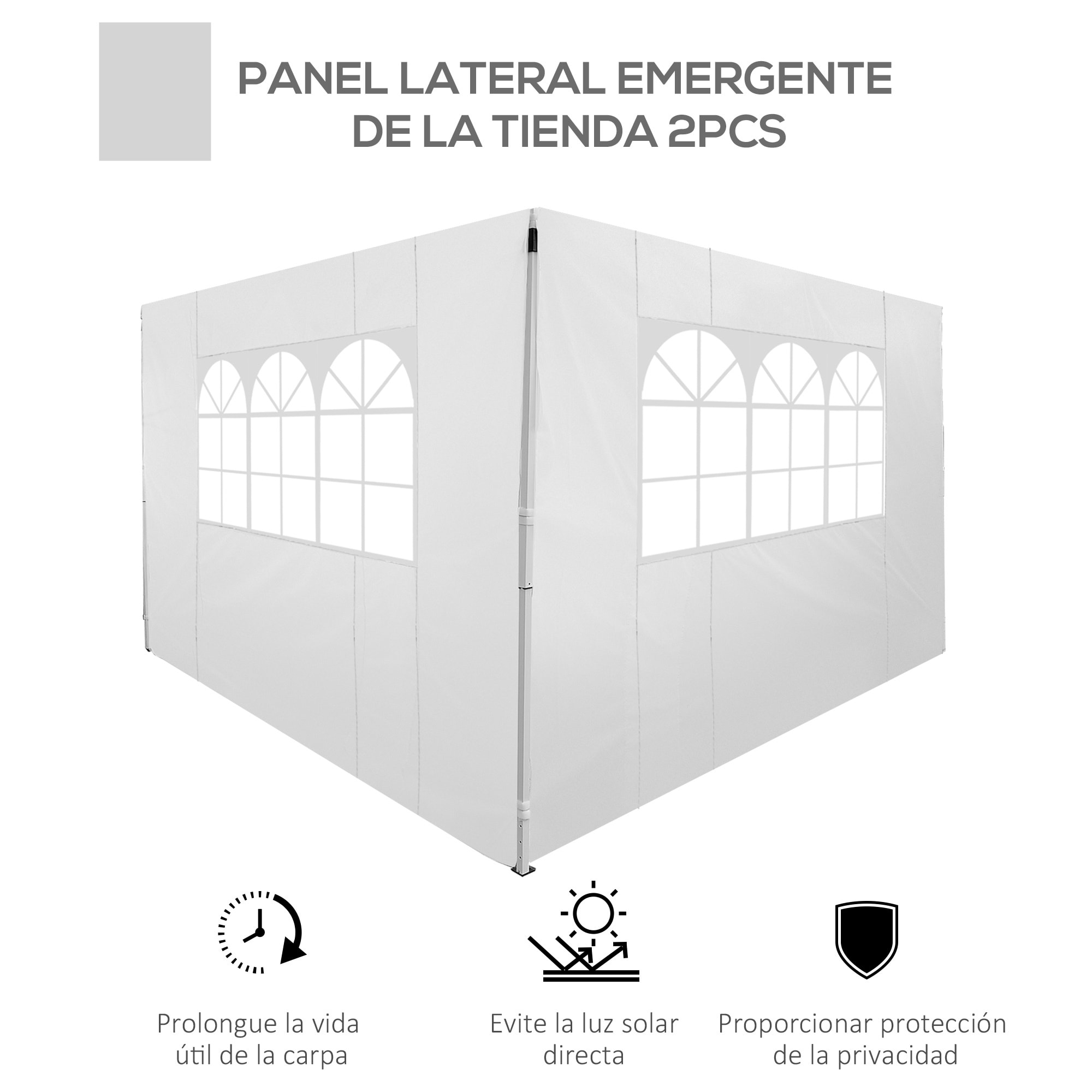 2 Paredes Laterales para Carpa de Oxford 3x2 m Blanco