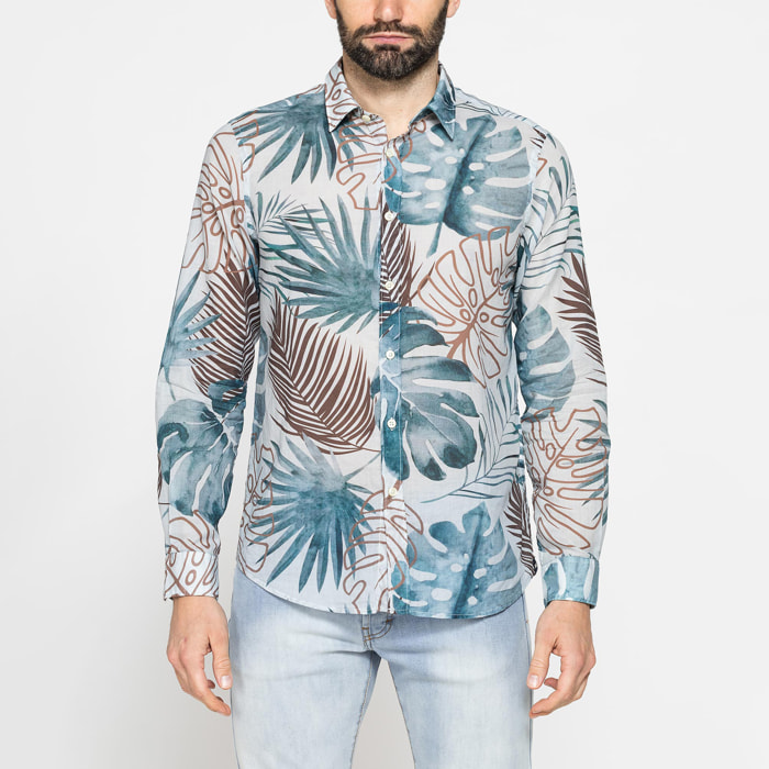 CAMICIA ESTIVA IN COTONE LEGGERO CON COLLO ITALIANO