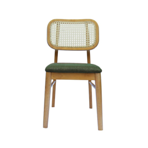 Chaise bohème bois d'hévéa et cannage (lot de 2) MANI