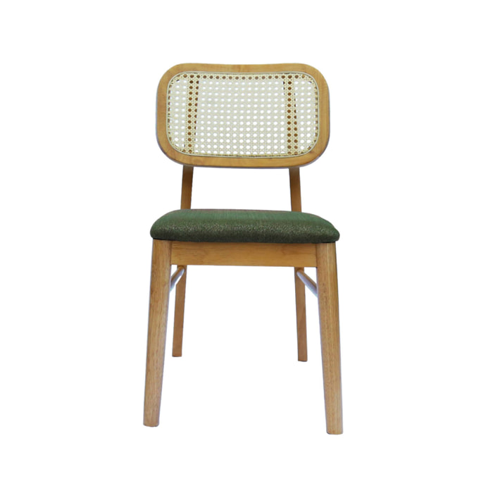 Chaise bohème bois d'hévéa et cannage (lot de 2) MANI