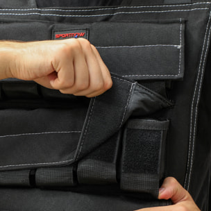 Chaleco Lastrado 15kg Chaleco de Lastre Ajustable con 15 Paquetes de Peso Banda Reflectante Chaleco Peso para Entrenamiento Fuerza Jogging Crossfit Negro