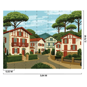 Papier peint panoramique Le village basque de Sare  Intissé