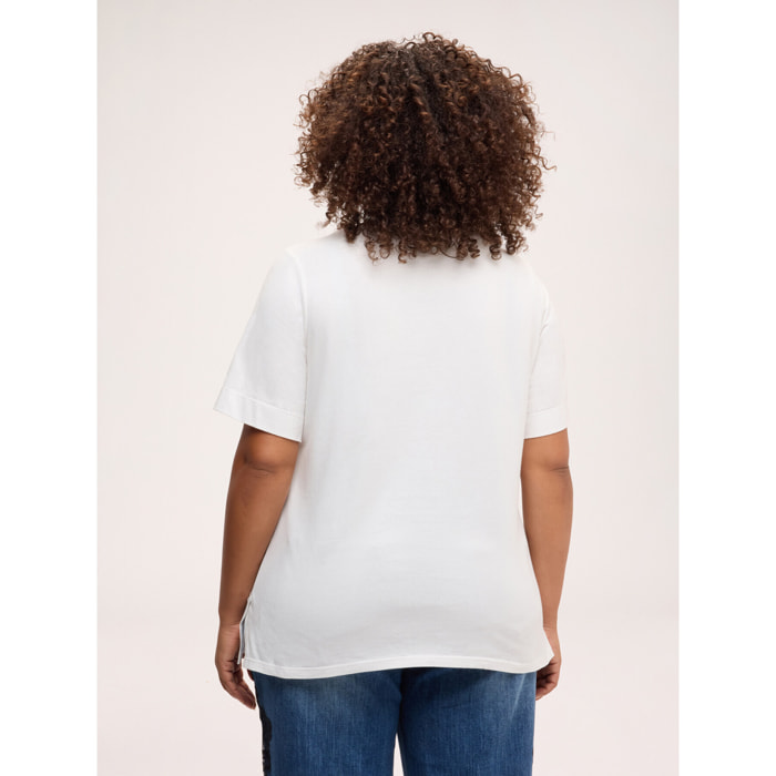 Fiorella Rubino - T-shirt Happy! in cotone - Bianco