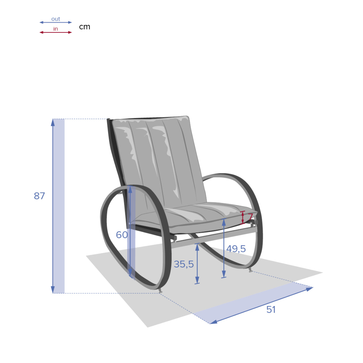 Fauteuil à bascule Nevada Graphite