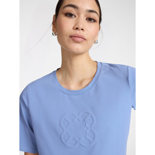 Elena Mirò - T-shirt in cotone con ricamo Monogram - Azzurro