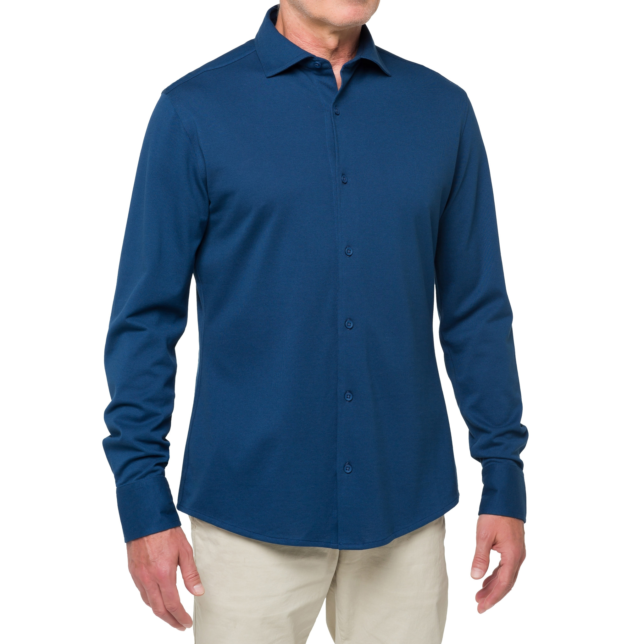 Camisa de manga larga en tela de algodón Hot Buttered Jefferson Azul