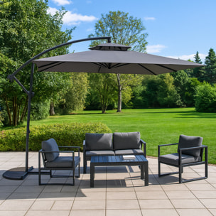 Parasol déporté carré gris 3x3 m CORTO