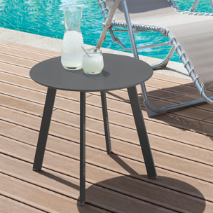Table d'appoint de jardin ronde "Saona" graphite mat 50x45cm en acier cataphorèse