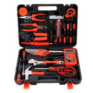 Set di strumenti domestici per elettricisti con valigetta di trasporto e 35 pezzi.