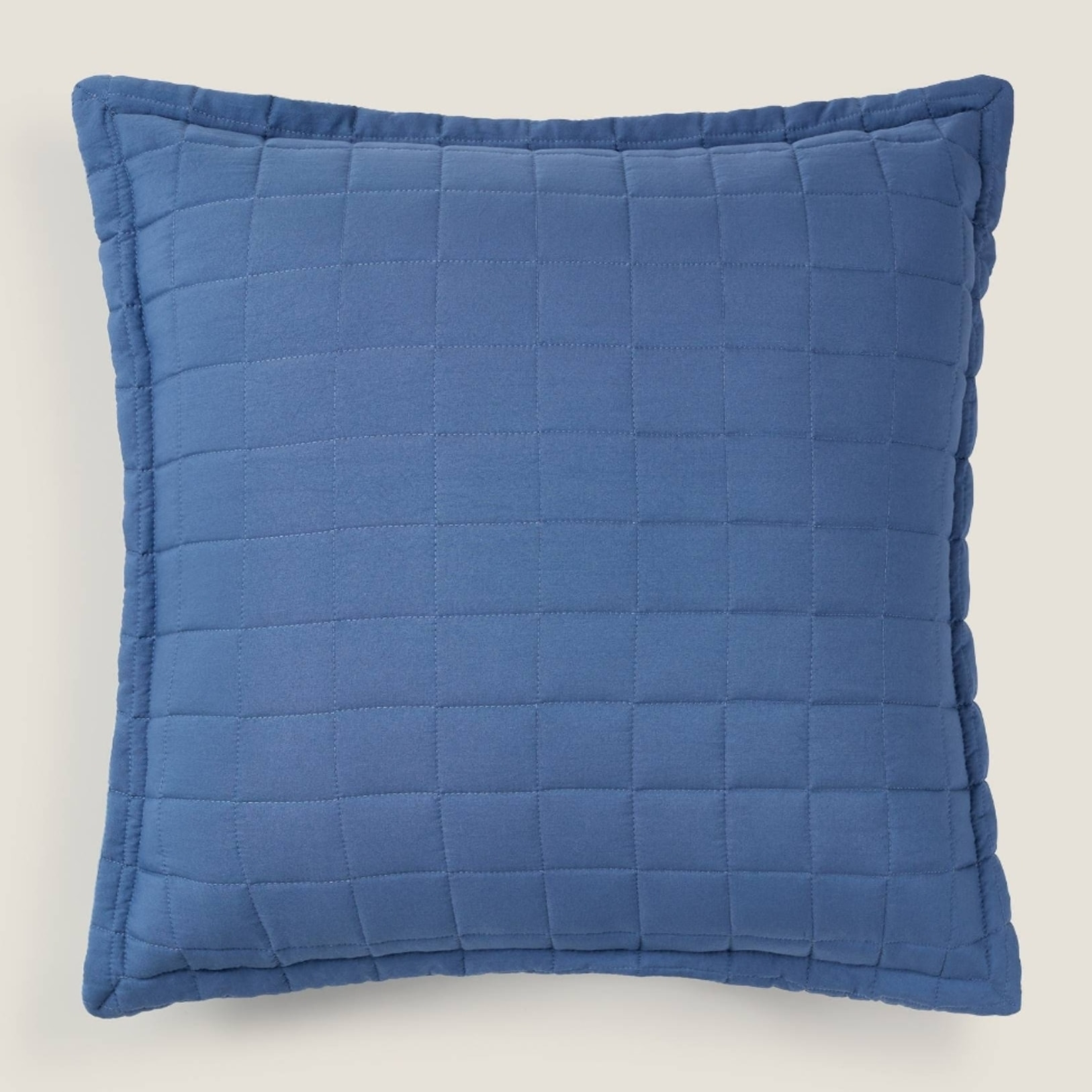 Funda cojín acolchado cuadros Kingnau color azul Poliéster