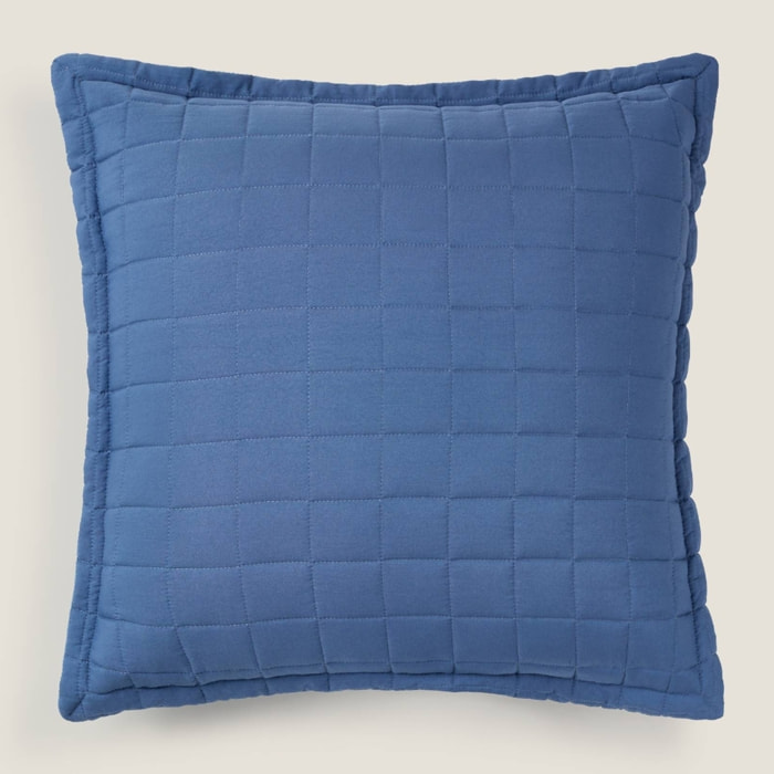 Funda cojín acolchado cuadros Kingnau color azul Poliéster
