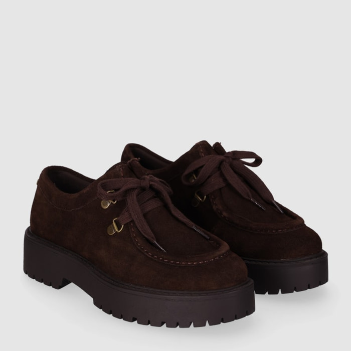 Zapatos de Piel - Marron - Tacón: Bajo