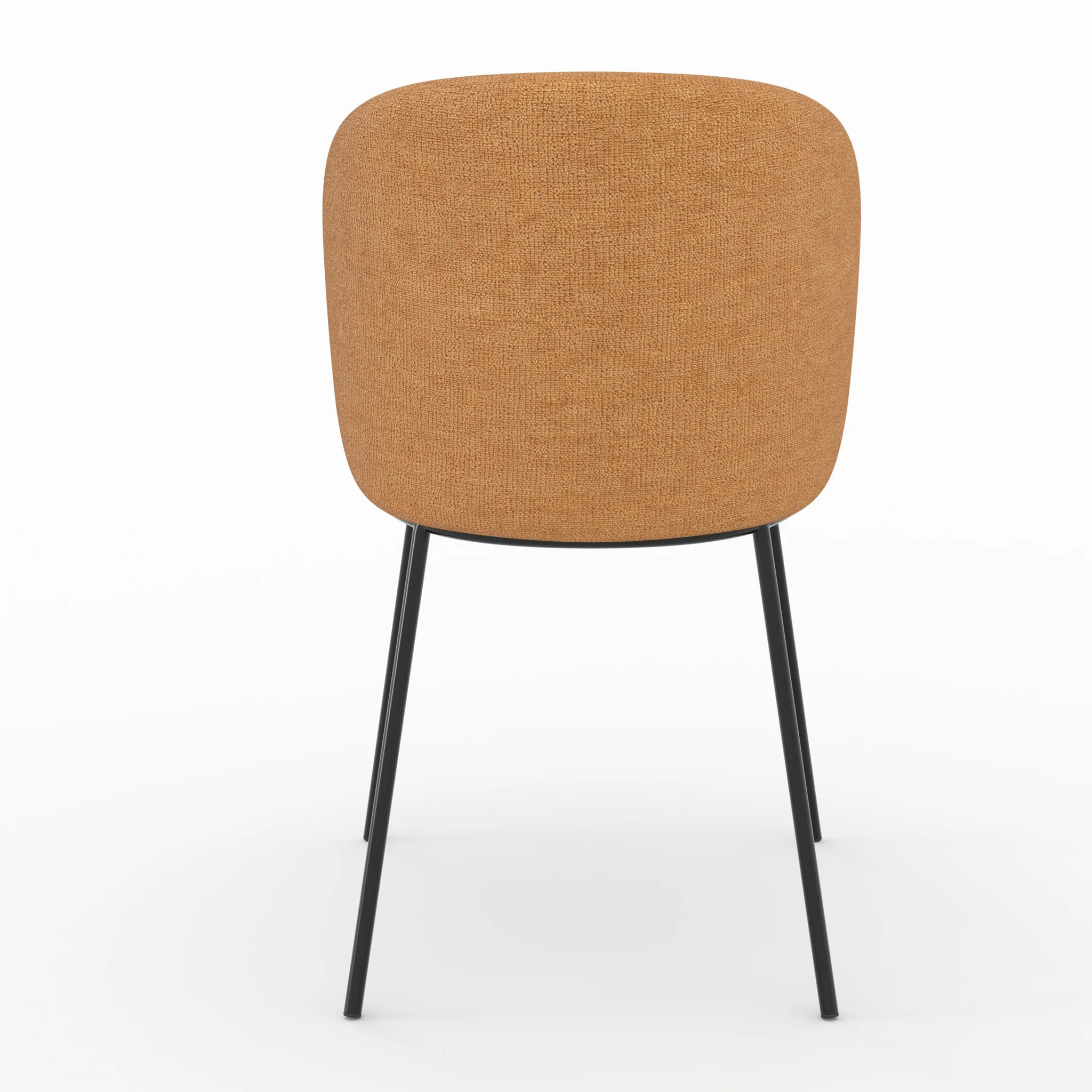 Lot de 2 chaises en tissu jaune moutarde, pieds métal noir - Bulle