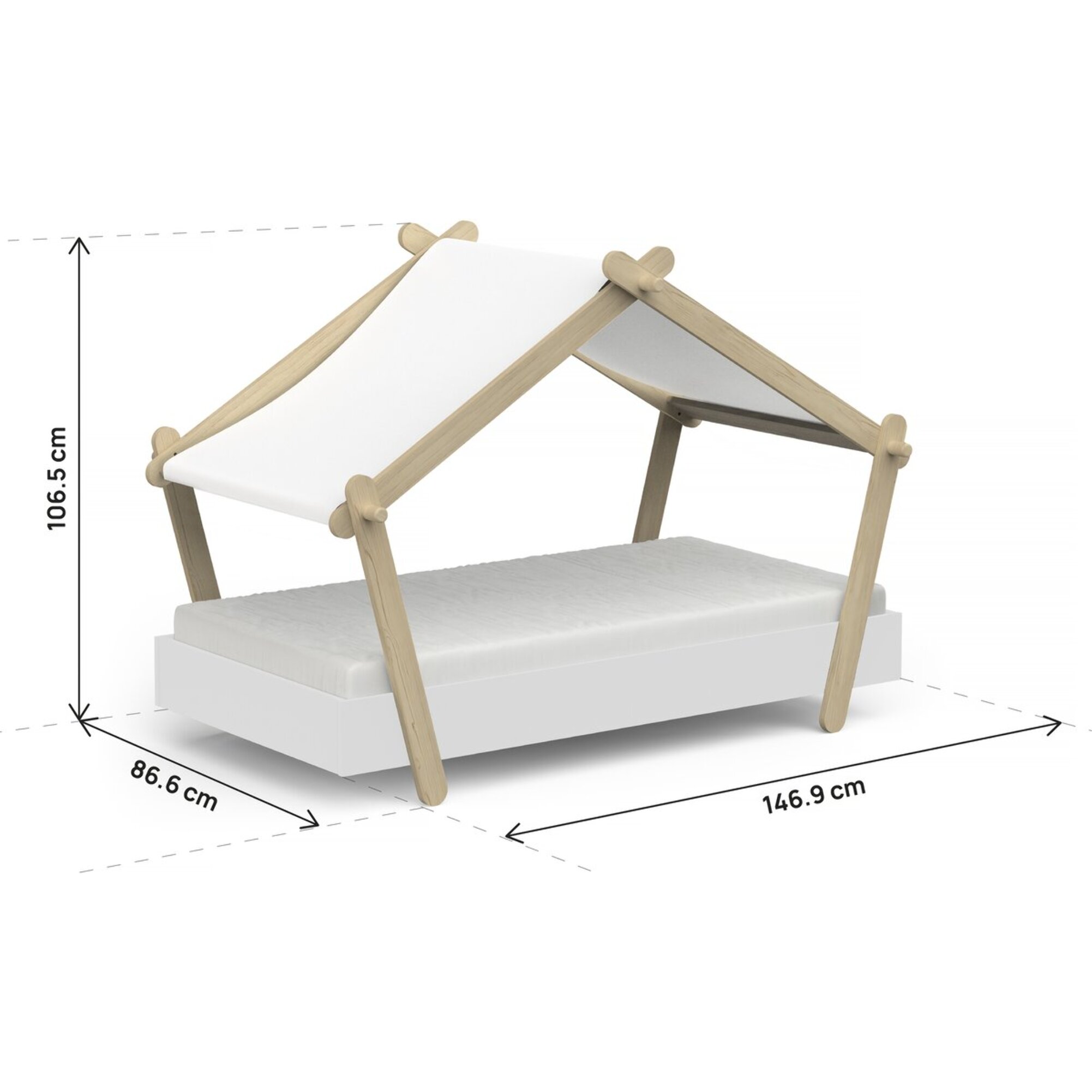 Lit cabane surélevé enfant " Lodge " - 70 x 140 cm - Blanc mat
