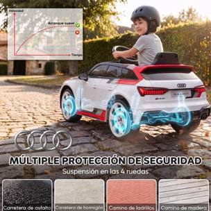 AIYAPLAY Coche Eléctrico para Niños Audi RS 6 Avant GT Coche de Batería 12V con Mando a Distancia 2,4 G Motor Doble Arranque Progresivo Suspensión MP3 Bocina y Faros LED 3-6 Años 3–5 km/h Blanco