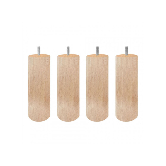 Pieds de lit 15 cm ronds en bois - lot de 4 - EDDY