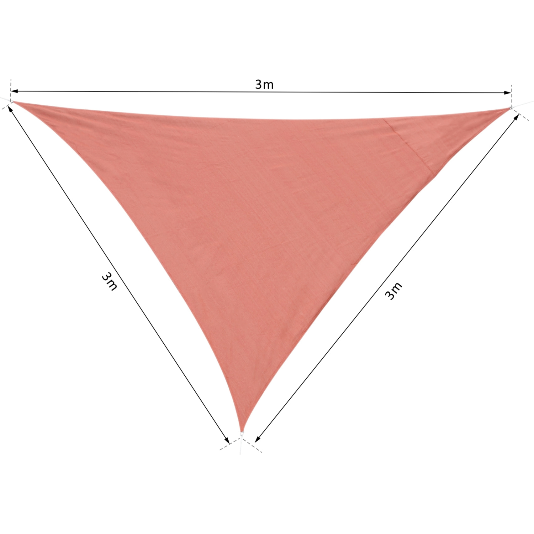 Voile d'ombrage triangulaire grande taille 3 x 3 x 3 m polyéthylène haute densité résistant aux UV rouge