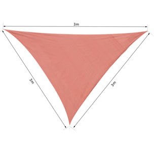 Voile d'ombrage triangulaire grande taille 3 x 3 x 3 m polyéthylène haute densité résistant aux UV rouge