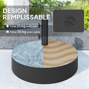 Pied de parasol rond mât dia. 36-48 mm - 56 x 56 x 40 cm - noir