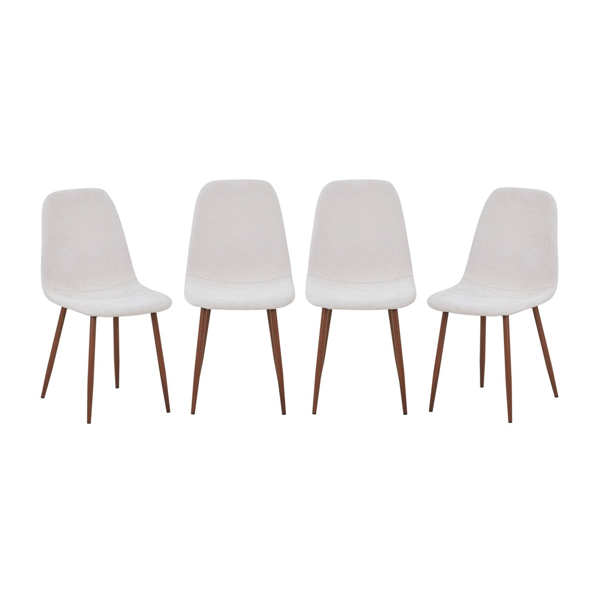 Chaise décor bois teinte noyer et tissu (lot de 4) VERA