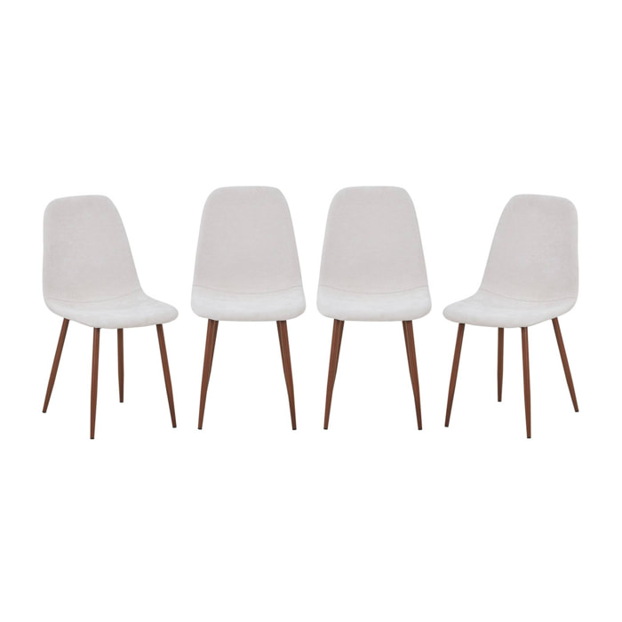 Chaise décor bois teinte noyer et tissu (lot de 4) VERA