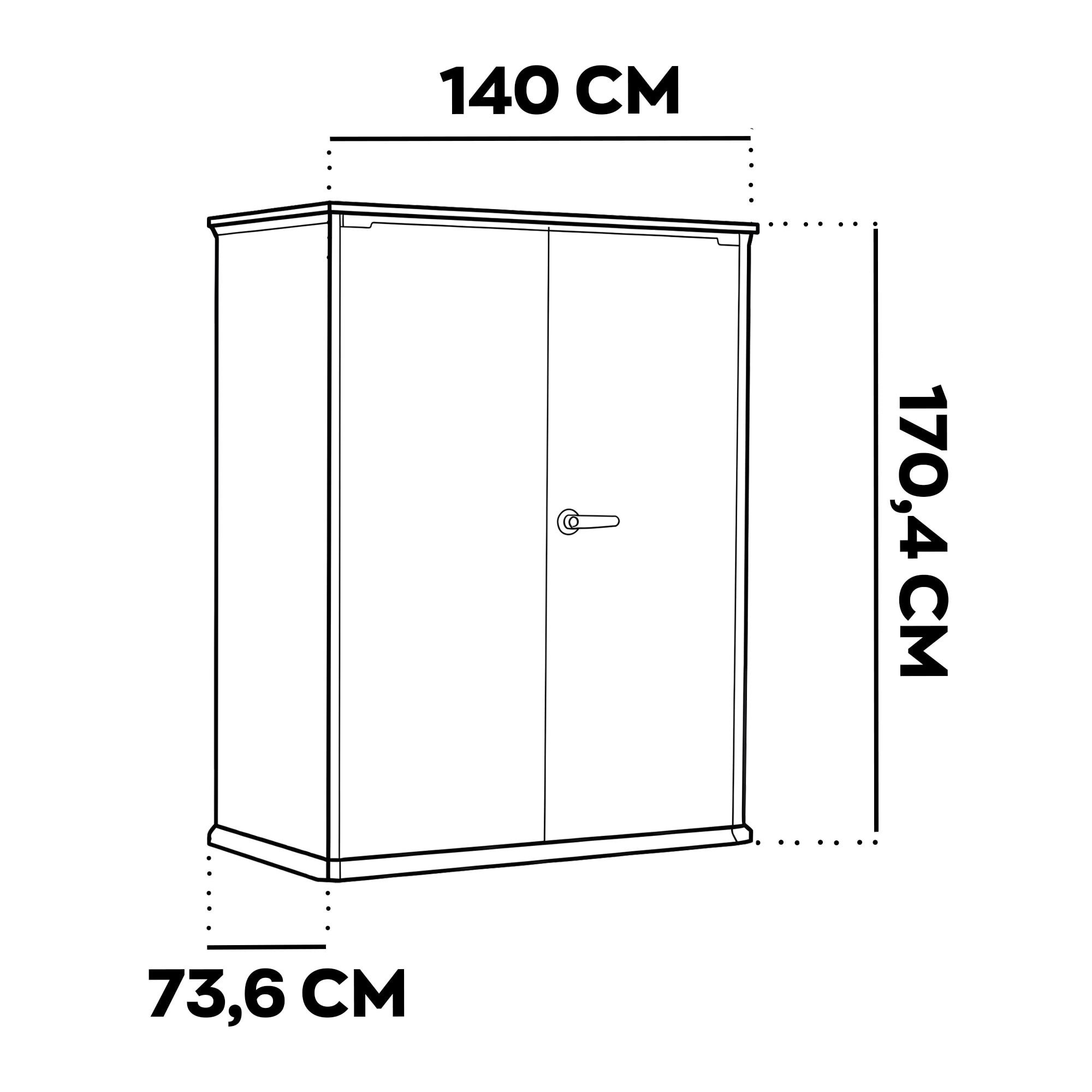 Cortina Alto - Mobili Da Giardino 140x73,6x170,4 cm 2 Ante Per Deposito Attrezzi Finitura Effetto Legno Evotech+ In Resina Grigio