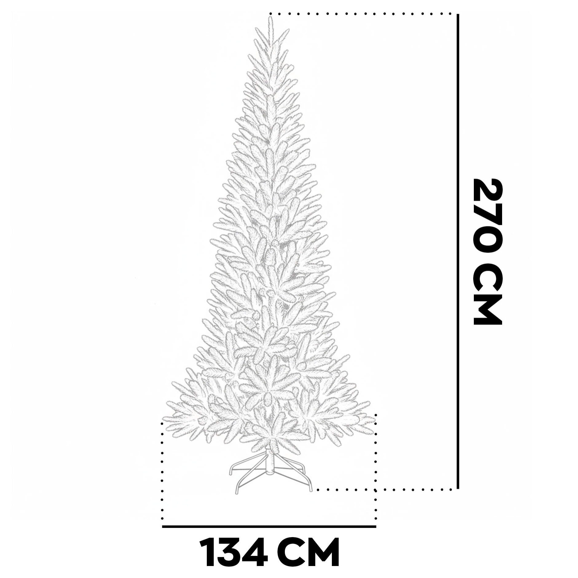 Sanoma - Albero di Natale Tradizionale in PE e PVC Ø134x270H cm, 1828 Punte