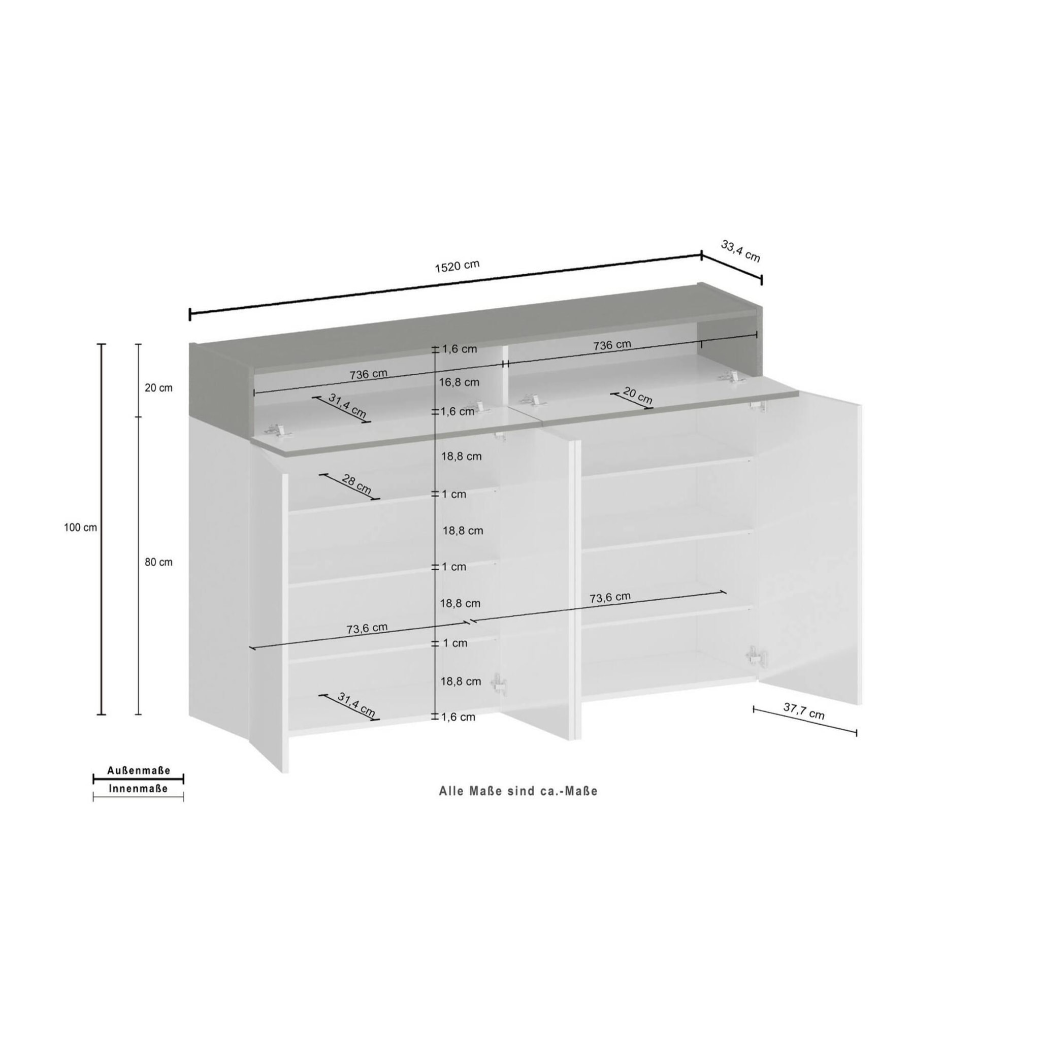 Scarpiera Dcandrev, Porta scarpe salvaspazio a 6 ante, Armadio multifunzione da ingresso, 154x38h100 cm, Bianco effetto larice