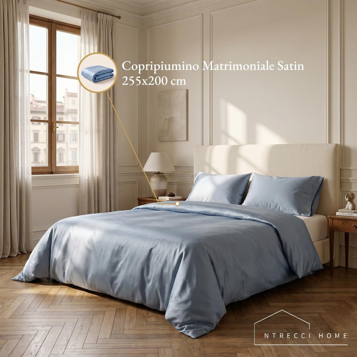 Sacco copripiumino in raso di cotone - azzurro