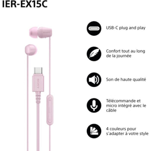 Ecouteurs SONY IER EX15C Rose