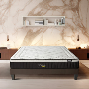 Ensemble Matelas Memoire de forme Célestin avec sommier en bois