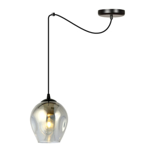 Lampada a sospensione LEVEL in acciaio nero e vetro grafite