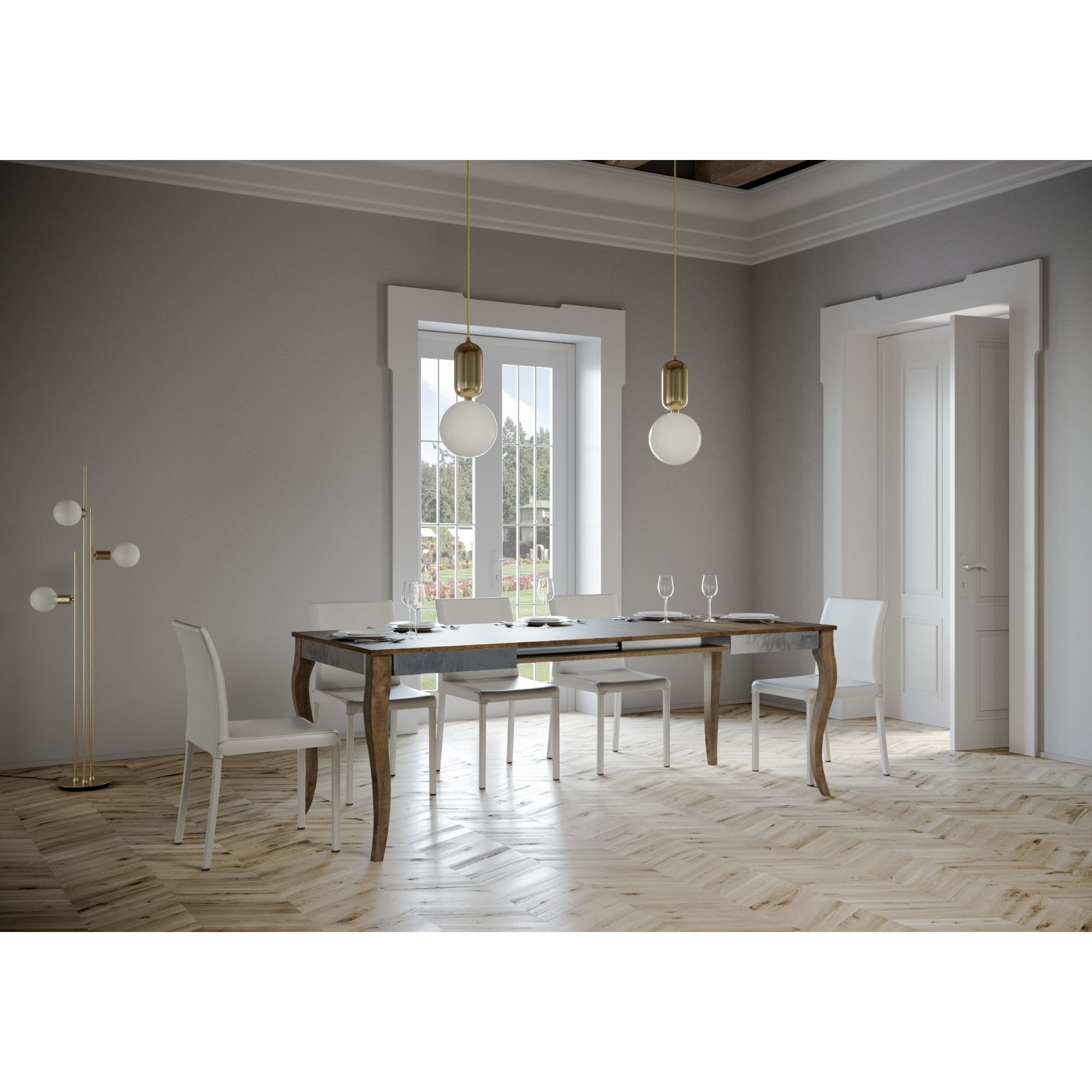 Tavolo allungabile 90x120/224 cm Olanda Iron Noce telaio Grigio