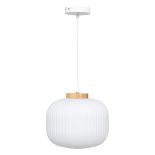 Suspension verre "Travis" blanc D25cm