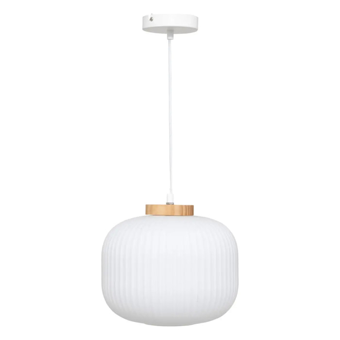 Suspension verre "Travis" blanc D25cm