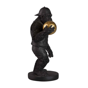 Figura Kingkong Basket Resina Negra 23x15x34 Cm