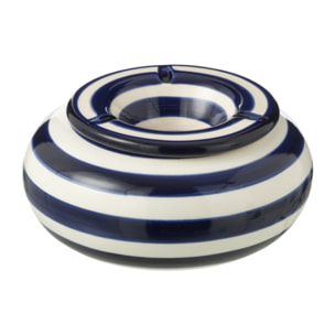 J-Line cendrier Granada Stripes - céramique - blanc/bleu - large