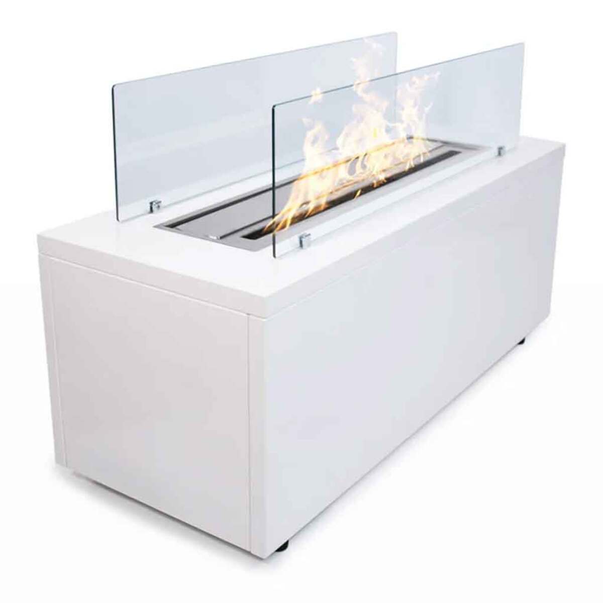 Caravaggio - Camino a bioetanolo da terra per interno ed esterno 100x40xH40 cm, colore bianco