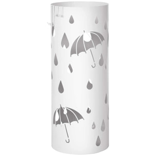Portaombrelli in Metallo Bianco con Vaschetta Raccogli-acqua