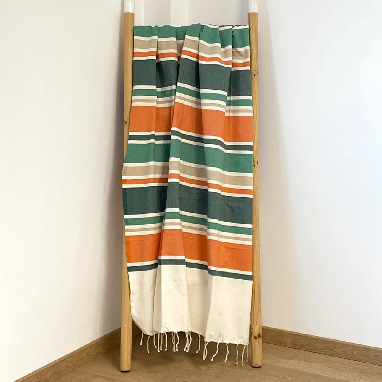 Fouta plate traditionnelle - Helios Vert - 100x200cm - 190g/m²