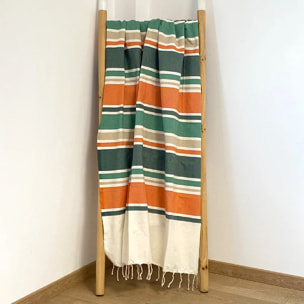 Fouta plate traditionnelle - Helios Vert - 100x200cm - 190g/m²