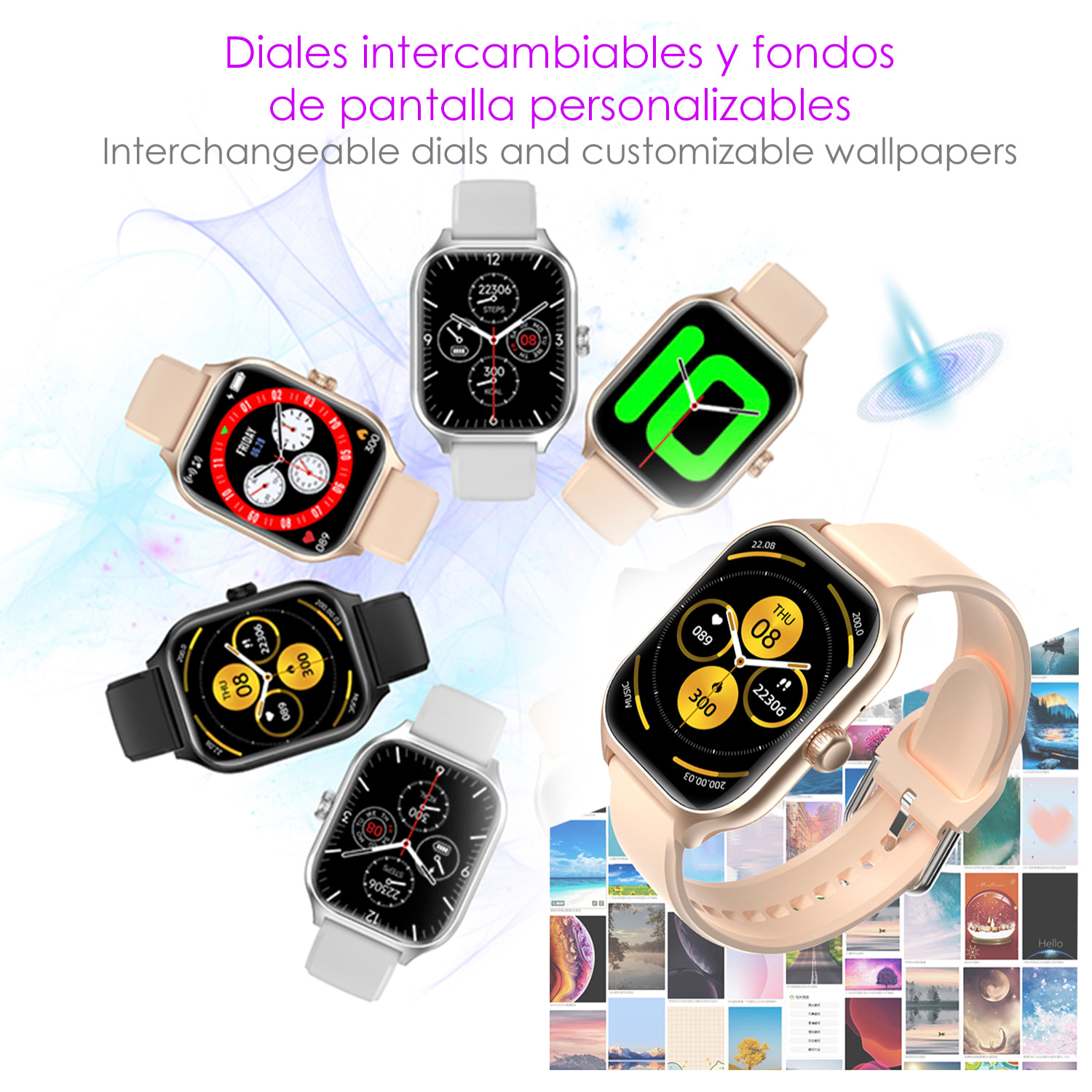 Smartwatch GTS4 Plus con llamadas BT, notificaciones push. Monitor deportivo y de salud. Corona multifunción. 2 correas silicona y metal.