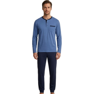 de fonseca Pigiama da Uomo Lungo Jersey 100% Cotone, Art.1081 Avion