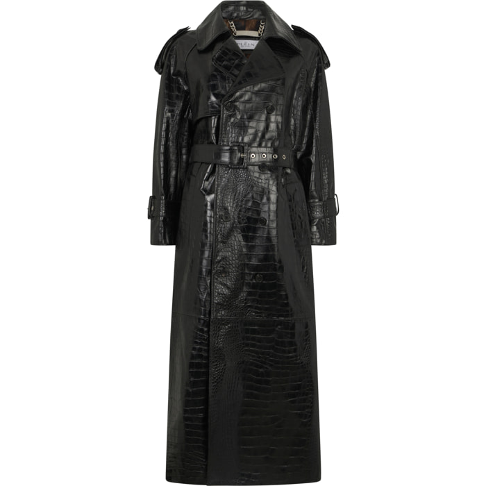 PHILIPP PLEIN Long Trench Coat Cocco